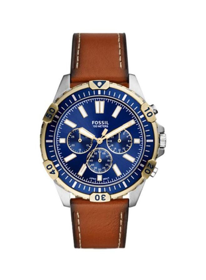 FOSSIL - Men's Garrett Water Resistant Chronograph Wrist Watch FS5625 - 44 mm - Luggage Brown - Image 1