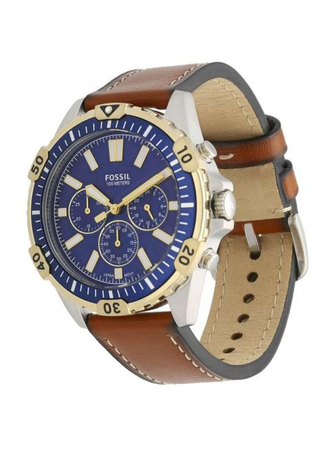 FOSSIL - Men's Garrett Water Resistant Chronograph Wrist Watch FS5625 - 44 mm - Luggage Brown - Image 1