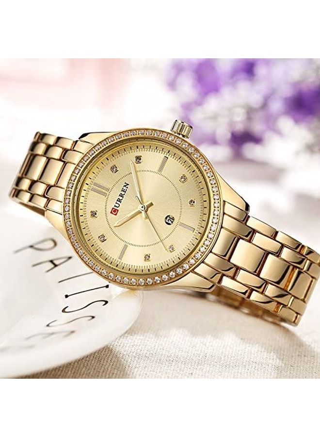 كارين ساعة يد بعقارب مقاومة للماء طراز 9010 - 38 مم - ذهبي للنساء - Image 4