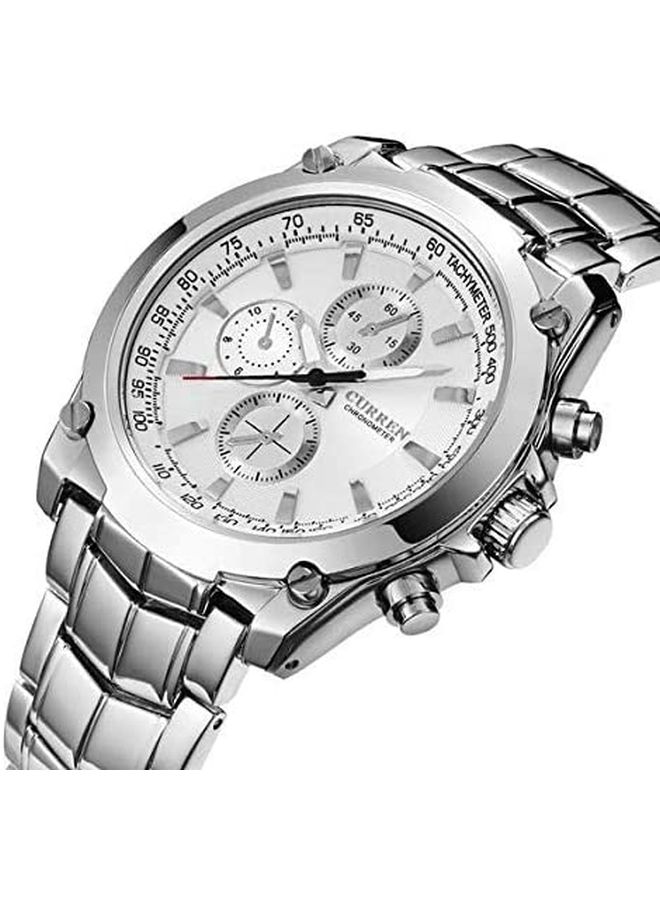 كارين ساعة يد بعقارب مقاومة للماء طراز 8025 - 40 مم - فضي للرجال - Image 3