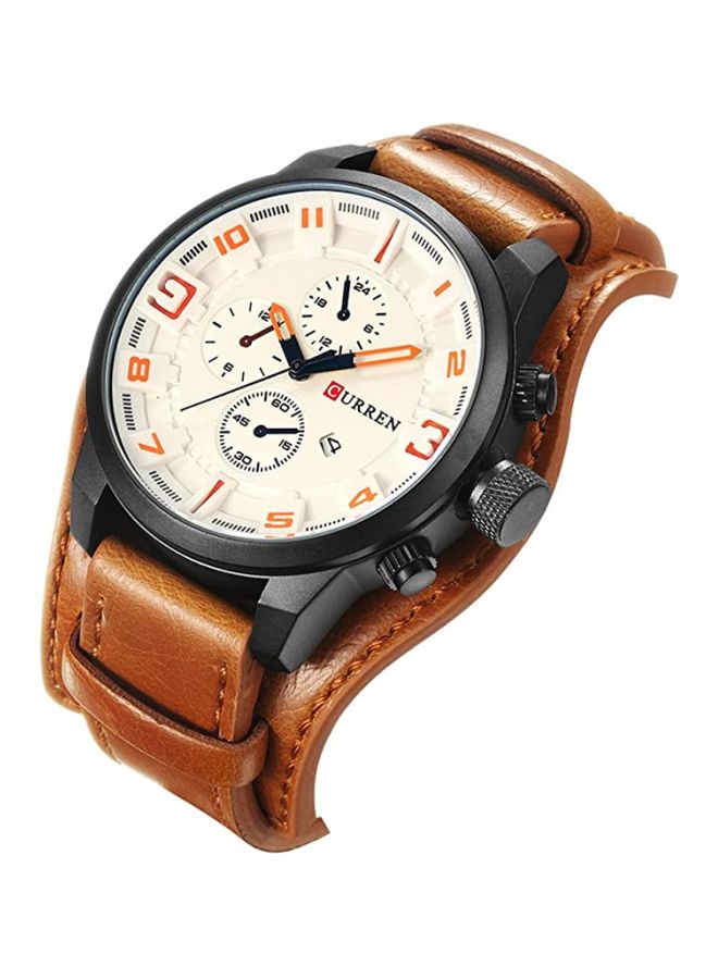 كارين ساعة يد كرونوغراف مقاومة للماء طراز 8225 - 48 مم - بني men - Image 2