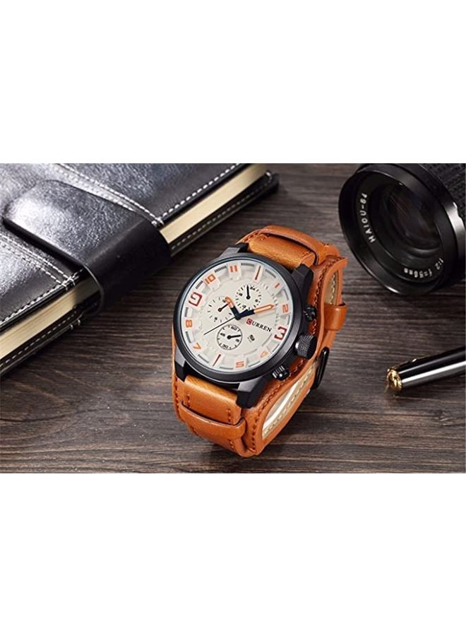 كارين ساعة يد كرونوغراف مقاومة للماء طراز 8225 - 48 مم - بني men - Image 3