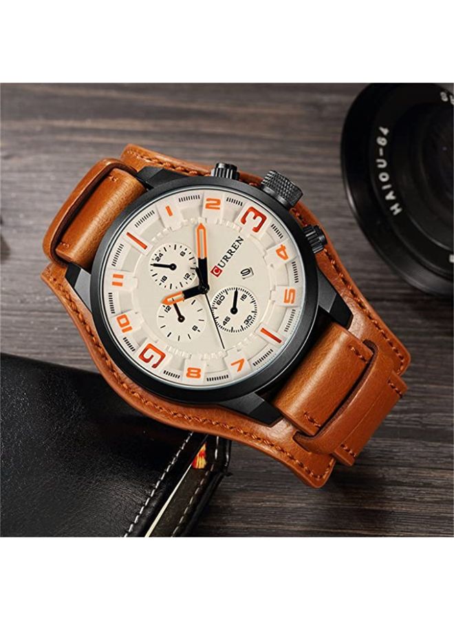 كارين ساعة يد كرونوغراف مقاومة للماء طراز 8225 - 48 مم - بني men - Image 4