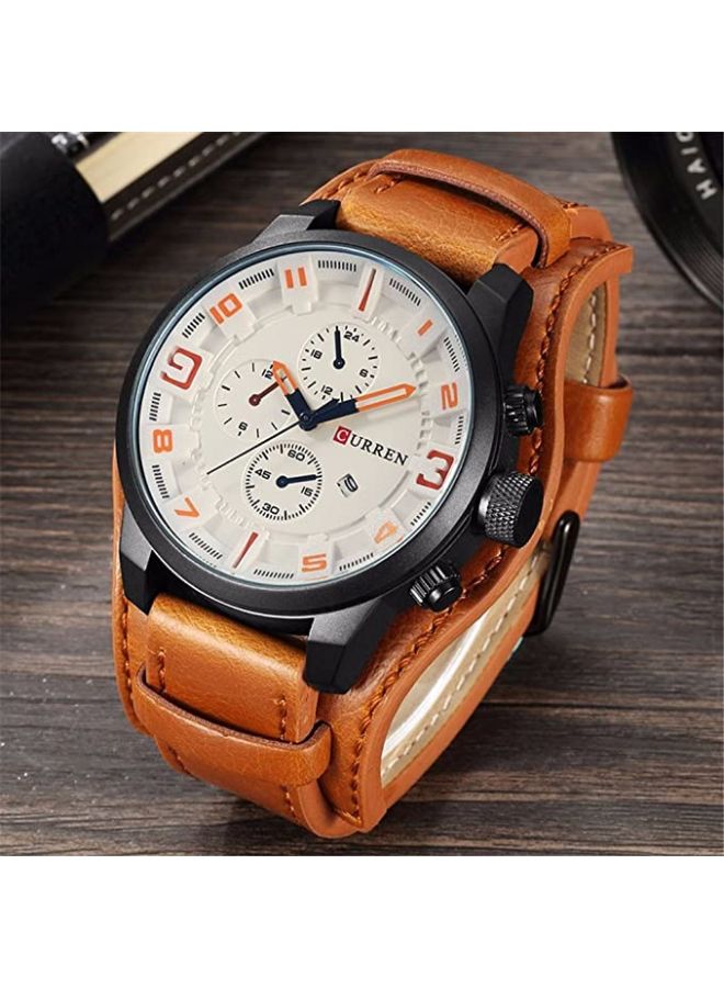 كارين ساعة يد كرونوغراف مقاومة للماء طراز 8225 - 48 مم - بني men - Image 5