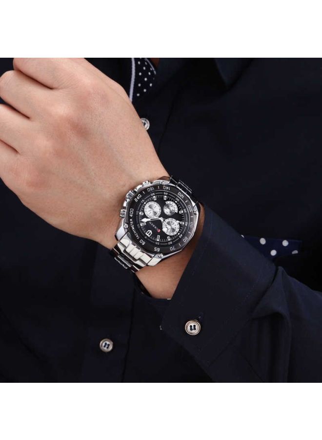 كارين ساعة يد بعقارب مقاومة للماء طراز 8084 - 45 مم - فضي للرجال - Image 4