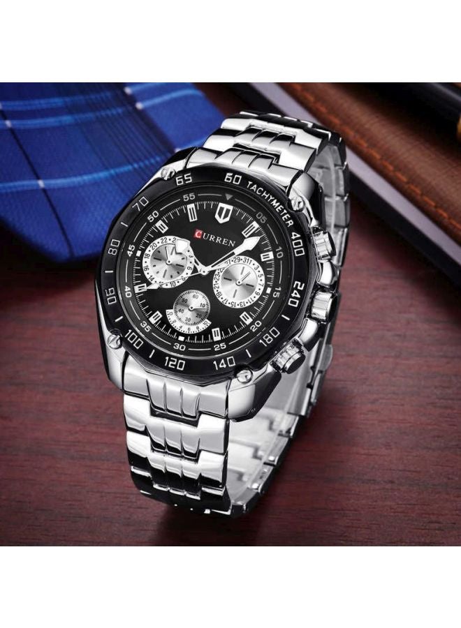 كارين ساعة يد بعقارب مقاومة للماء طراز 8084 - 45 مم - فضي للرجال - Image 5