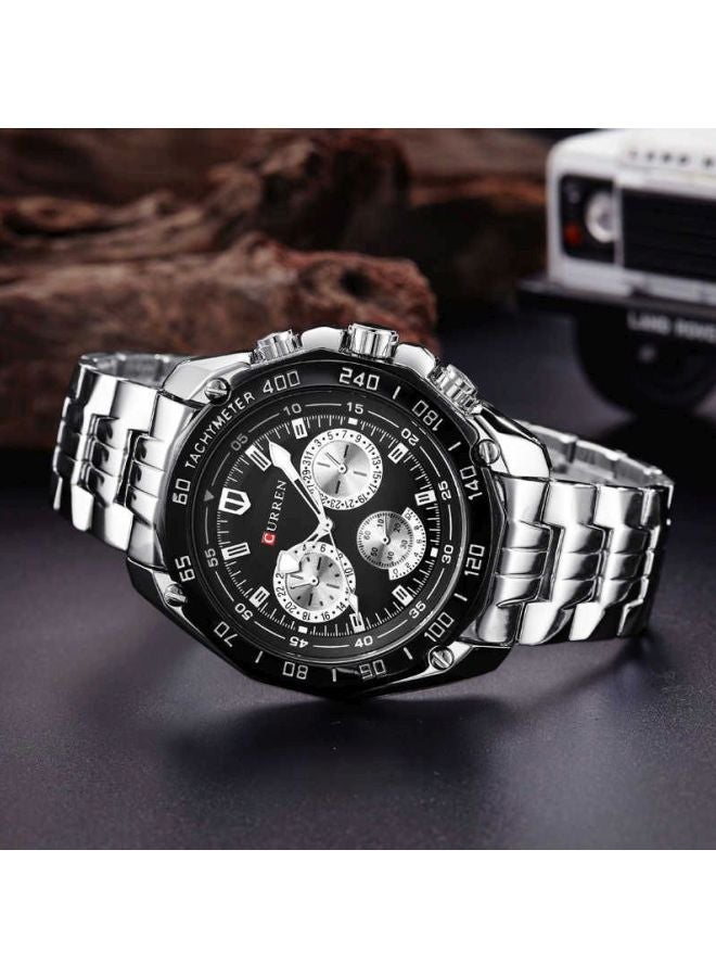 كارين ساعة يد بعقارب مقاومة للماء طراز 8084 - 45 مم - فضي للرجال - Image 3