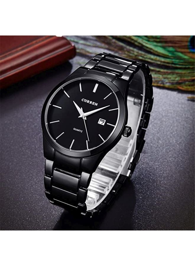 كارين ساعة يد بعقارب مقاومة للماء طراز 8106 - 40 مم - أسود للرجال - Image 4