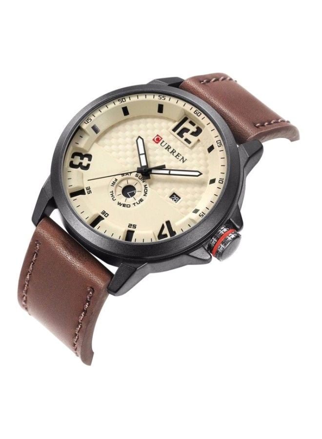 كارين ساعة يد بعقارب مقاومة للماء طراز 8253 - 47 مم - بني للرجال - Image 2