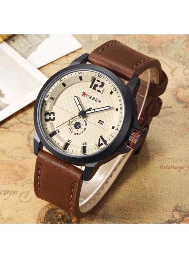 كارين ساعة يد بعقارب مقاومة للماء طراز 8253 - 47 مم - بني للرجال - Image 3