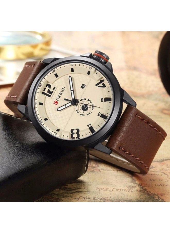 كارين ساعة يد بعقارب مقاومة للماء طراز 8253 - 47 مم - بني للرجال - Image 4