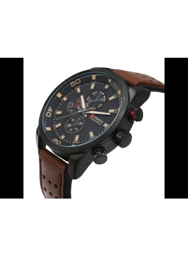 كارين ساعة يد بعقارب مقاومة للماء طراز 8250 - 48 مم - بني للرجال - Image 3