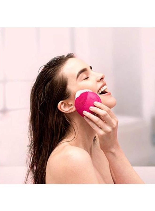 Mini Silicone Face Cleansing Brush Pink/White - Image 5