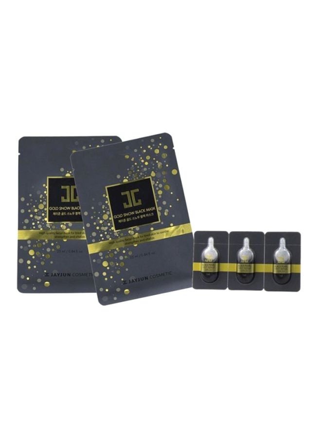 JAYJUN 10-Piece Gold Snow Mask Set Gold Snow Black Mask 5x25, Black Pearl First Repair Serum 5x1ml - Image 1