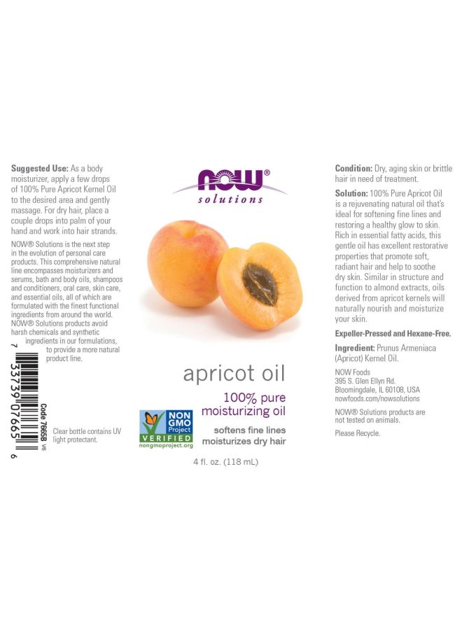 Now Foods Apricot Oil 118ml - Image 3