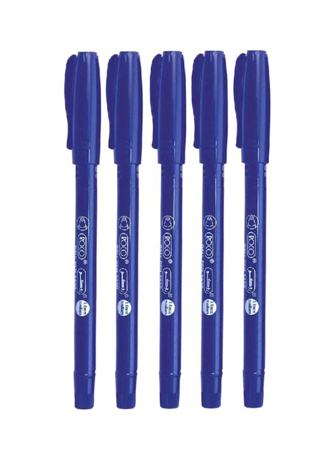 5-Piece Dry Ink Ballpoint Pen Set Blue
