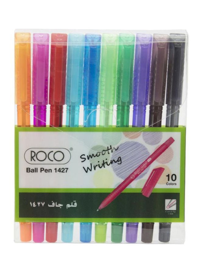 روكو أقلام حبر جاف سموث رايتينج من 10 قطع متعدد الألوان