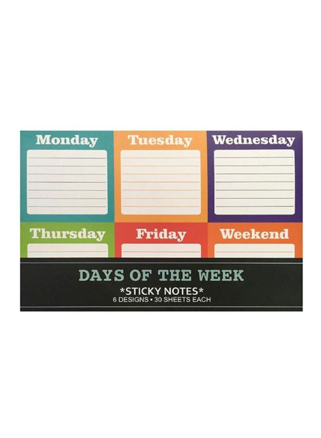 روكو ورق ملاحظات ذاتي اللصق بتصميم أيام الأسبوع من 180 فرخ ورق متعدد الألوان
