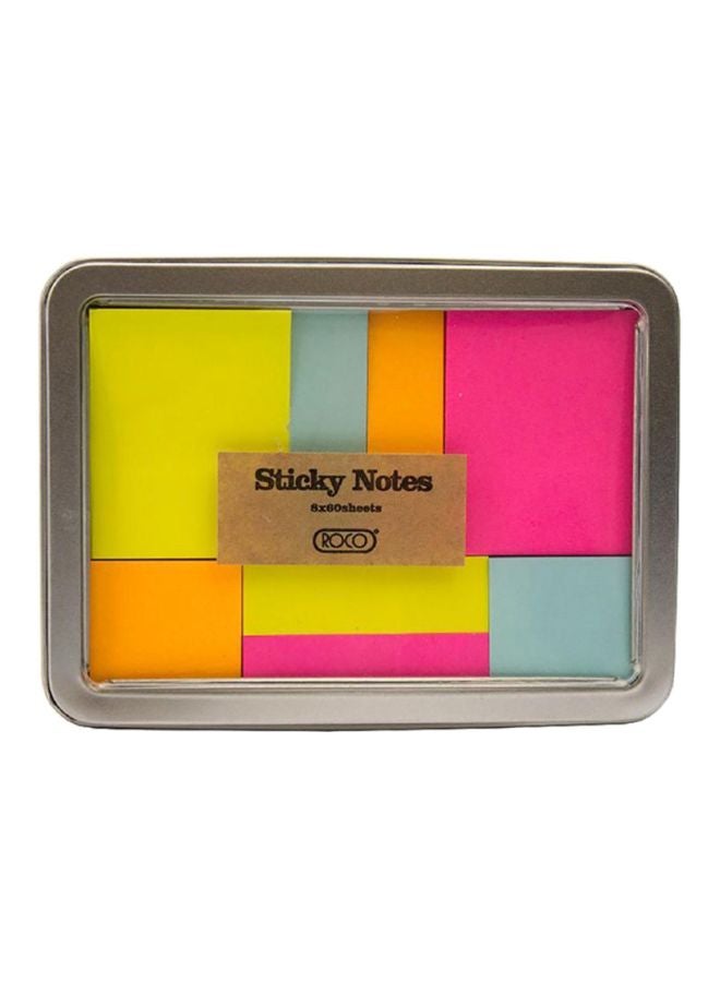 480-Piece Self Stick Notes With Aluminum Box Set Yellow/Orange/Pink