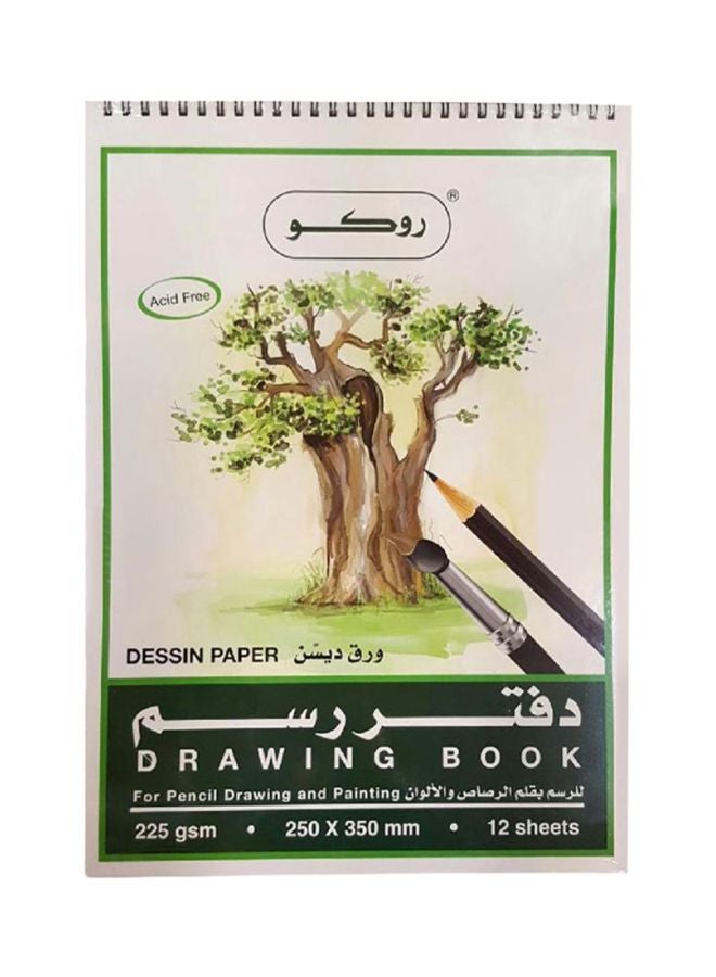 دفتر رسم مكون من 12 ورقة أبيض/أخضر