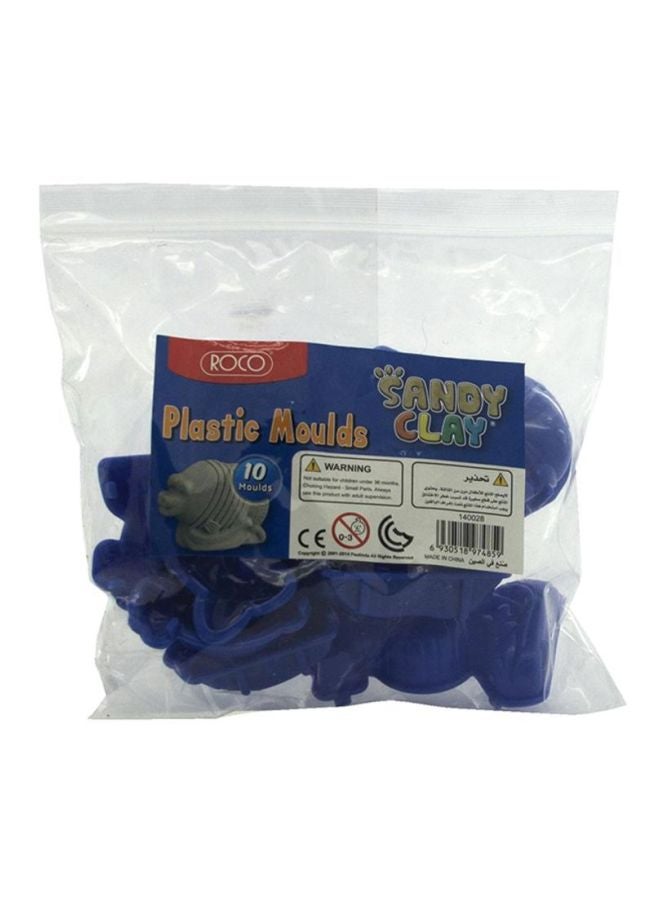 10-Piece Sandy Clay Plastic Mould Set Blue