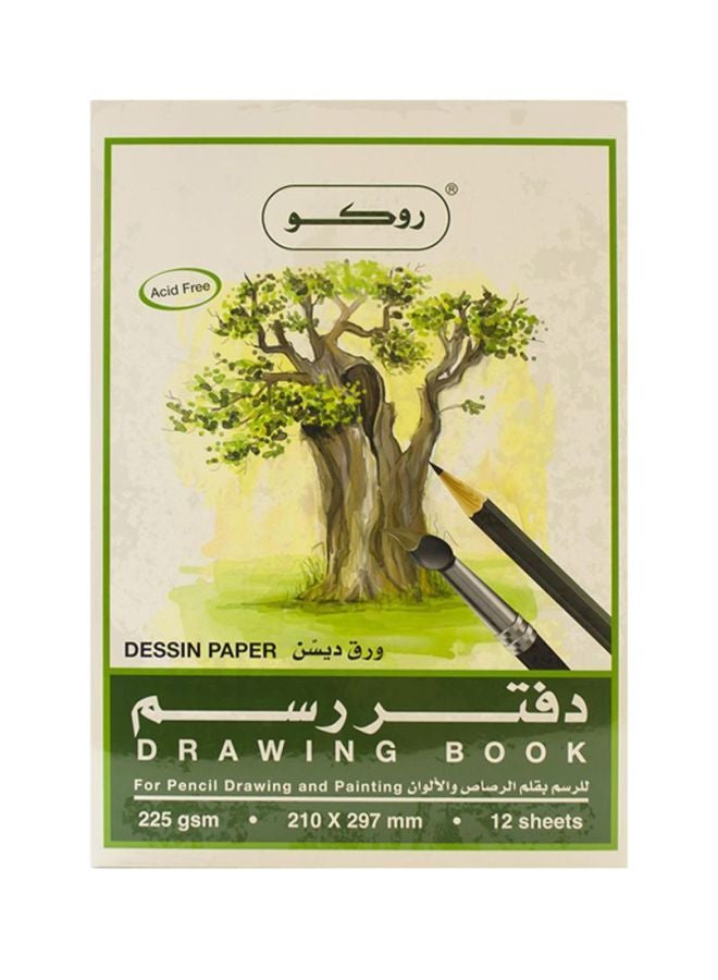 لوحة رسم قياس A4 أبيض/أخضر