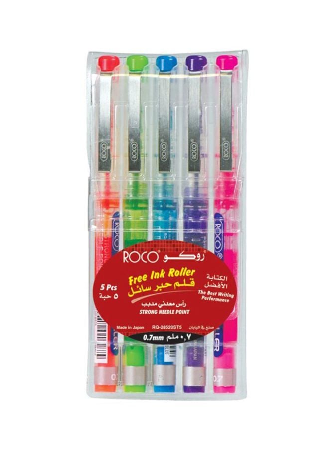ROCO 5-Piece Liquid Free Ink Roller Pen Set Multicolour