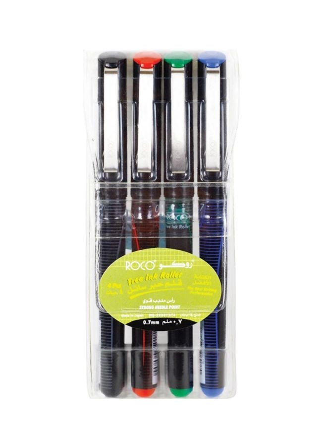 طقم قلم حبر سائل برأس رفيع مكون من 4 قطع متعدد الألوان