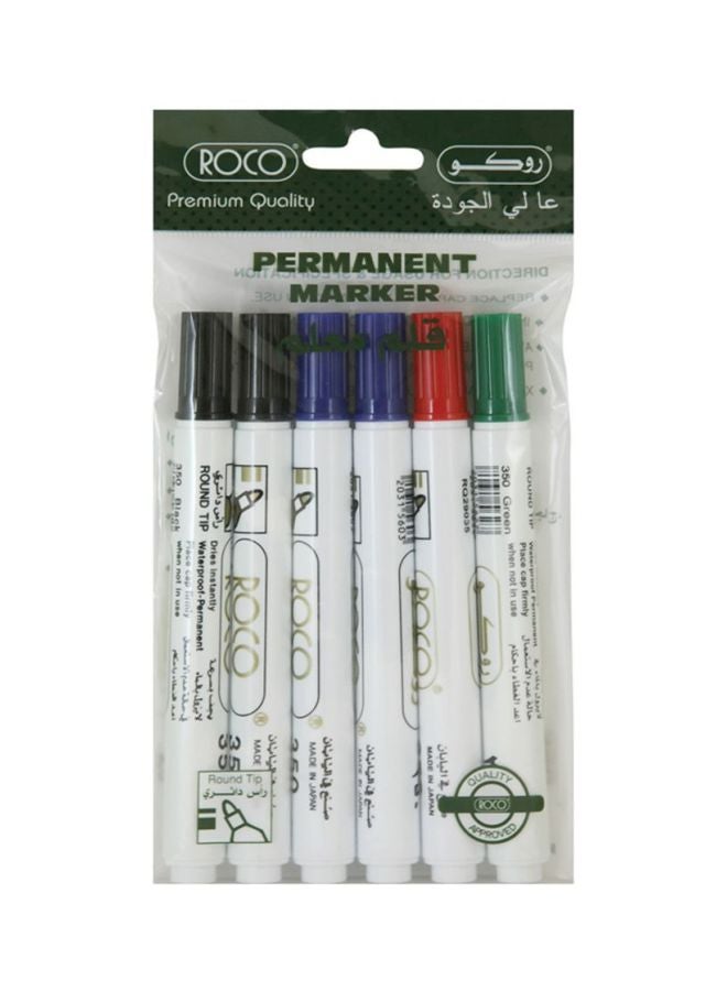 ROCO 6-Piece Permanent Board Marker Set Multicolour 