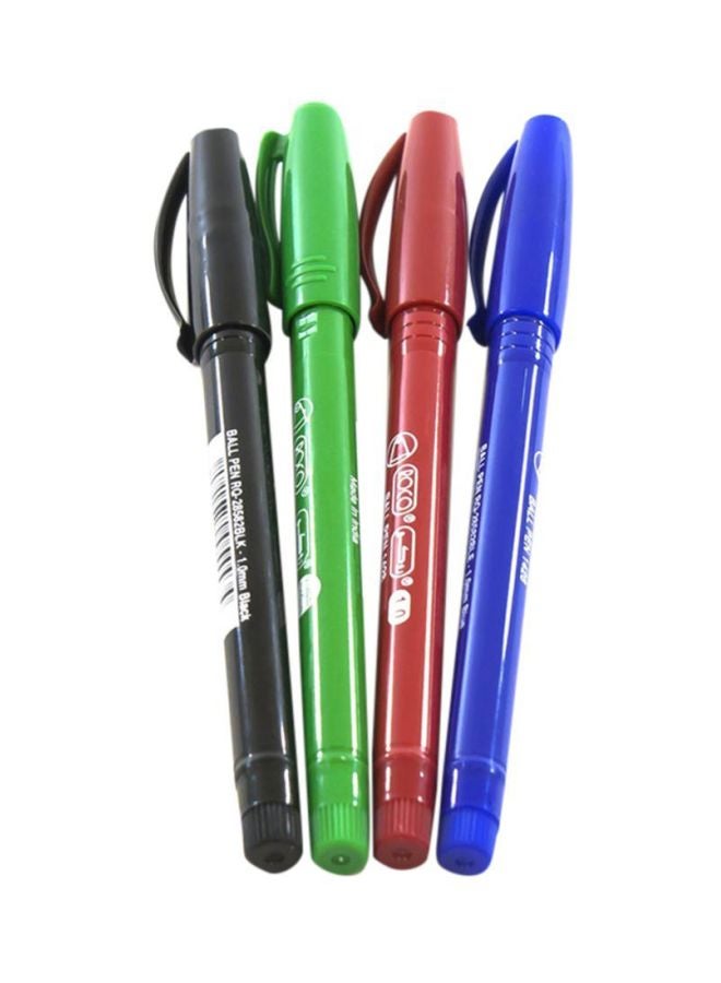 روكو طقم قلم حبر جاف كروي الرأس مكون من 4 قطع متعدد الألوان