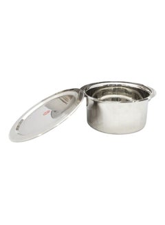 Flat Cooking Pot With Lid Silver 28.5x13.5cm