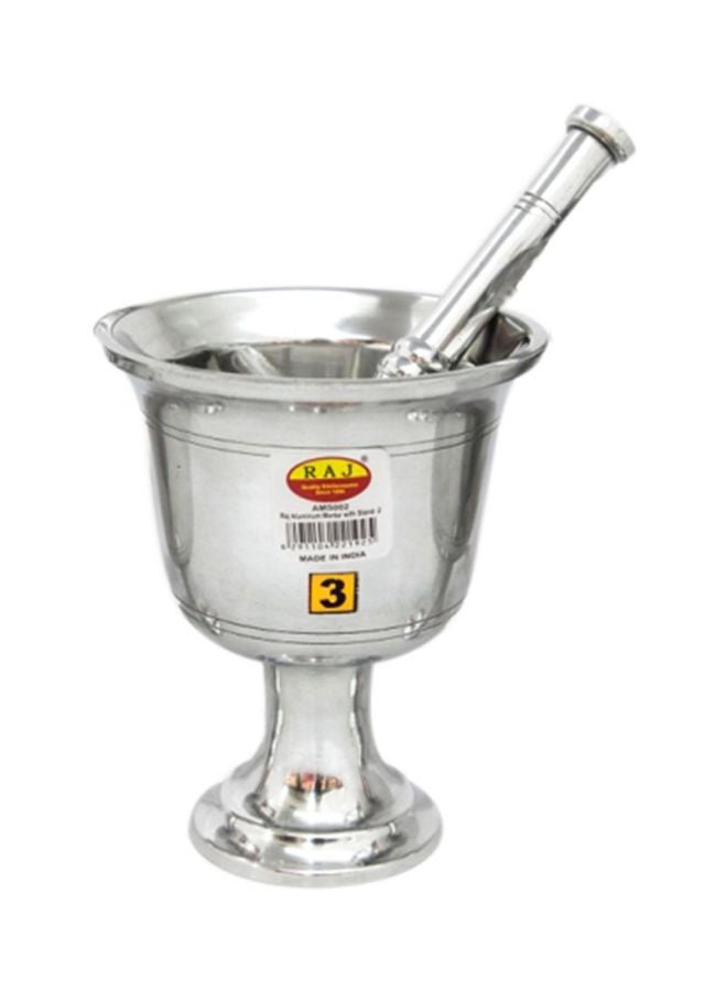 RAJ - Mortar With Stand Silver 18x13cm - Image 1