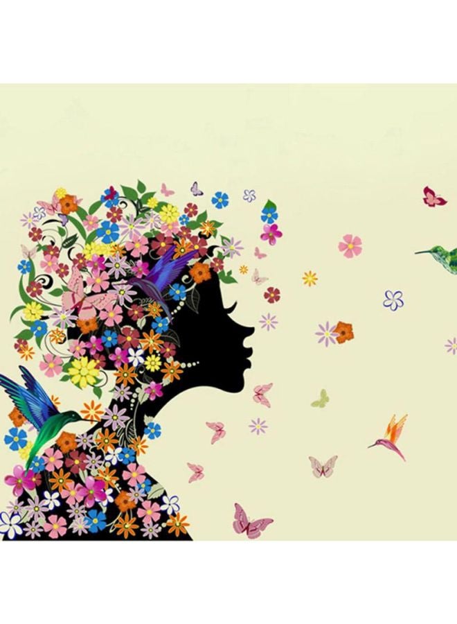 DaDa Home Butterfly Flower Fairy Girl Design Removable Wall Sticker Multicolour - Image 1