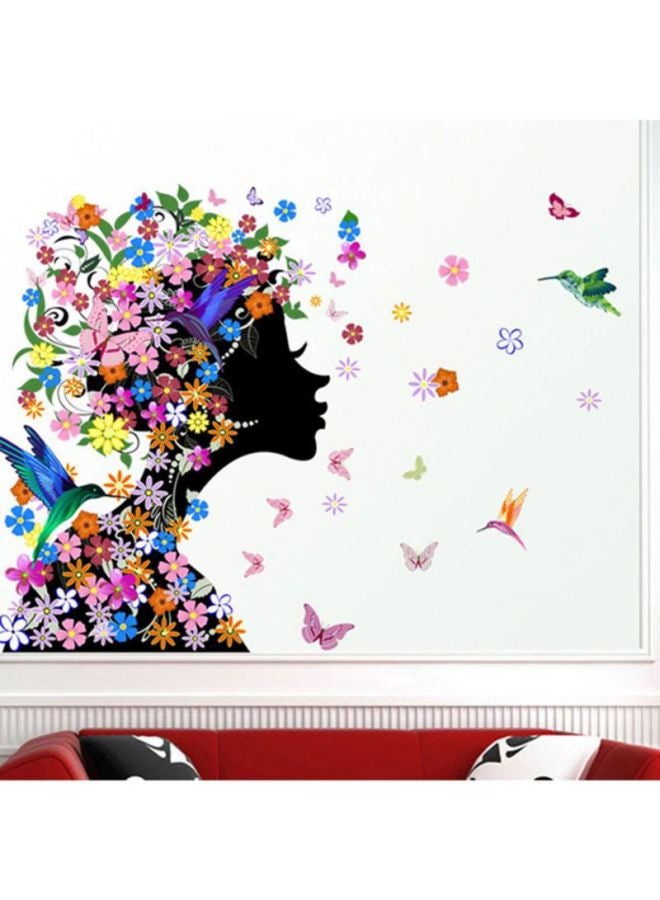 DaDa Home Butterfly Flower Fairy Girl Design Removable Wall Sticker Multicolour - Image 2