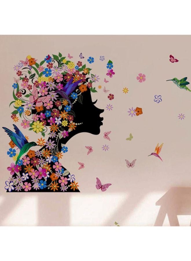 DaDa Home Butterfly Flower Fairy Girl Design Removable Wall Sticker Multicolour - Image 3