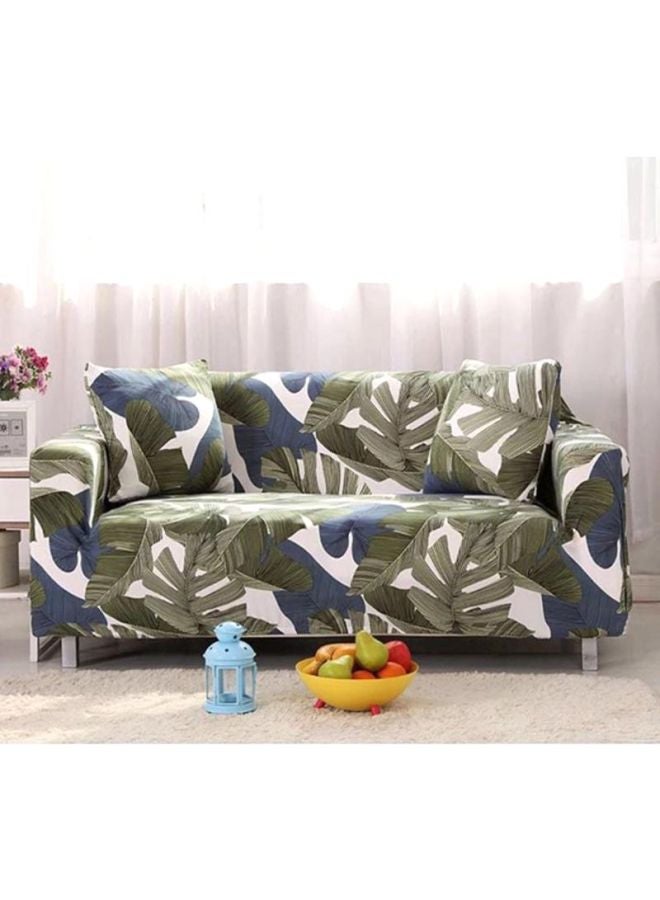 Deals for Less Two Seater Super Stretchable Anti-Wrinkle Slip Flexible Resistant Jacquard For Living Room Sofa Cover Green/White/Blue 145x185x35cm 