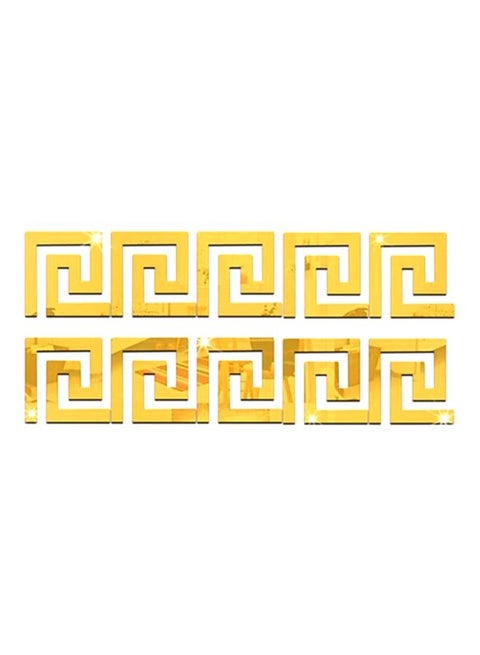 Geometric Greek Key Mirror Wall Stickers Gold