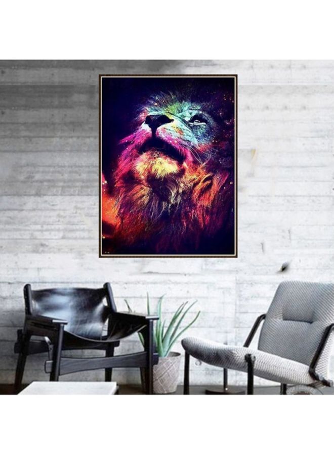 ANSELF Lion Resin Rhinestone Mosaic Cross Stitch Wall Decor Black/Red 30x40cm - Image 2