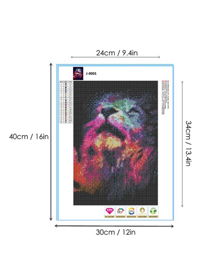 ANSELF Lion Resin Rhinestone Mosaic Cross Stitch Wall Decor Black/Red 30x40cm - Image 4