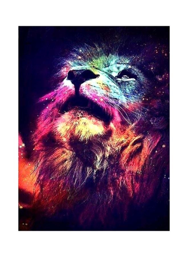 ANSELF Lion Resin Rhinestone Mosaic Cross Stitch Wall Decor Black/Red 30x40cm - Image 1