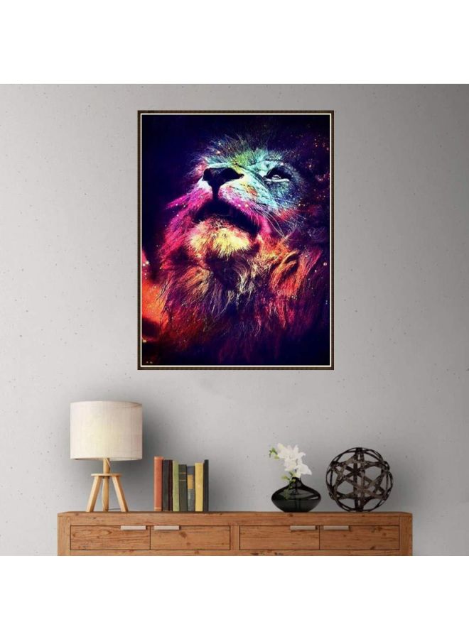 ANSELF Lion Resin Rhinestone Mosaic Cross Stitch Wall Decor Black/Red 30x40cm - Image 3