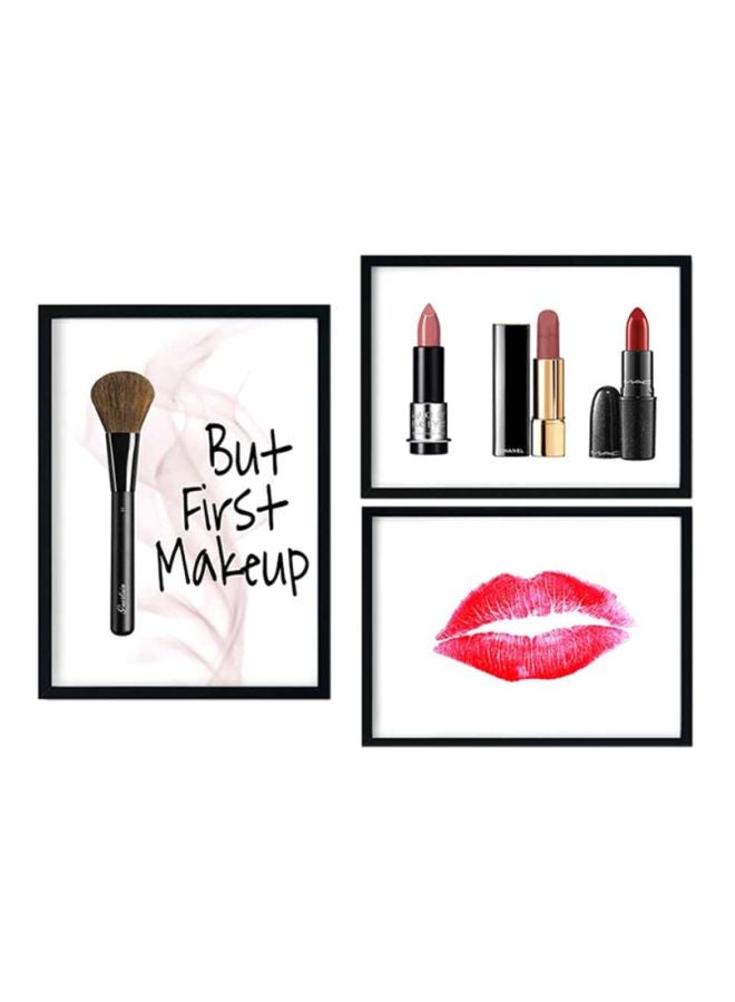 لوحة طقم لوحة فنية مطبوعة مكون من 3 قطع بإطار خشبي أبيض/أسود/أحمر 33x22x2سم