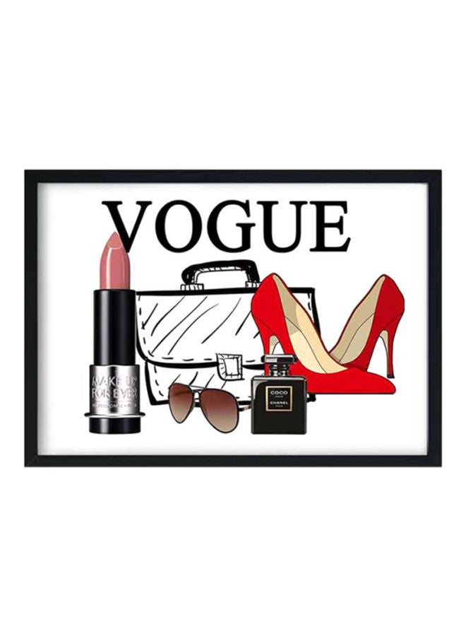 لوحة فنية جدارية بطبعة تعبر عن الموضة ومزودة بإطار خشبي أبيض/أسود/أحمر 33x22x2سم