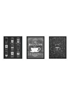 LOWHA 3-Piece Printed Wooden Framed Wall Art Black/Grey 33x2x22cm  - Image 1