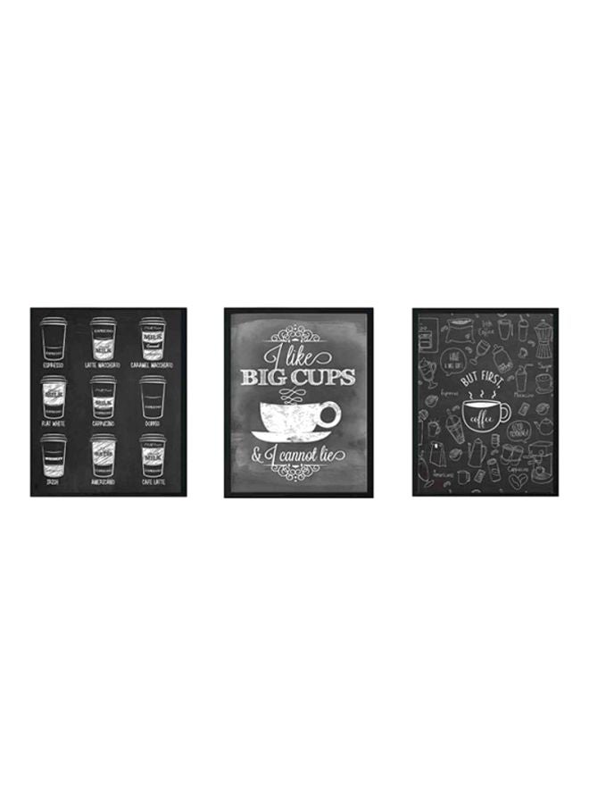 LOWHA 3-Piece Printed Wooden Framed Wall Art Black/Grey 33x2x22cm  - Image 1
