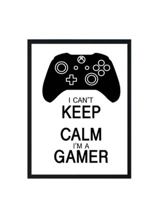 Keep Calm Printed Wooden Framed Wall Art White/Black 33x22x2centimeter - v1601750379/N16560080A_1