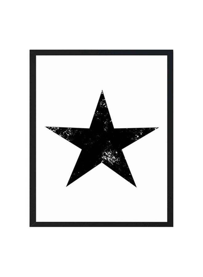 لوحة فنية بإطار خشبي ومطبوع عليها كتابة أبيض/ أسود 33x22x2سم