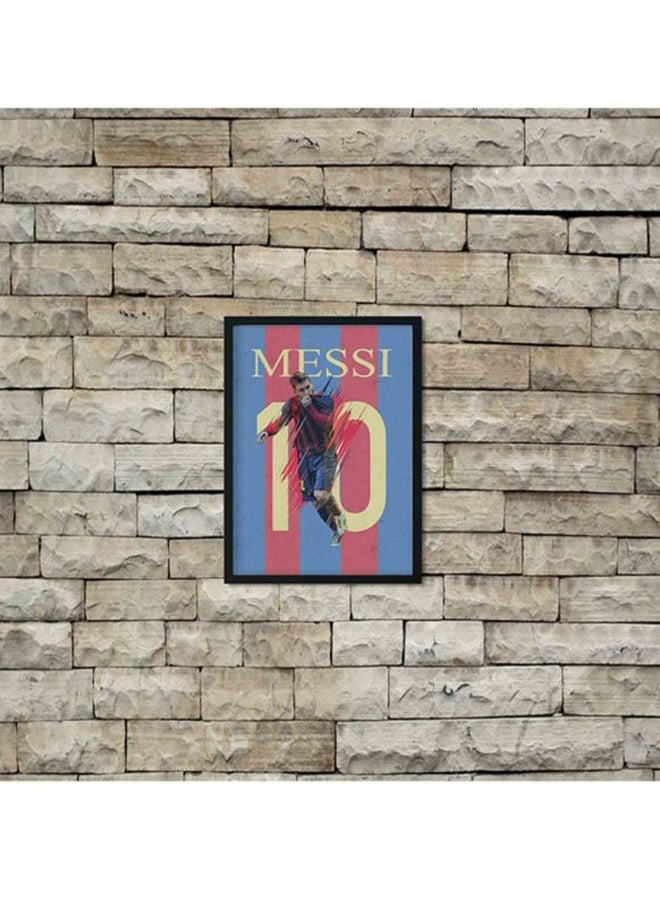 LOWHA - Messi Printed Wooden Framed Wall Art Multicolour 33x2x22cm - Image 1