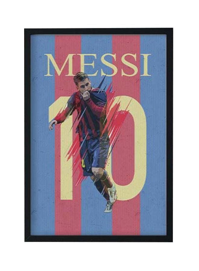 LOWHA - Messi Printed Wooden Framed Wall Art Multicolour 33x2x22cm - Image 1