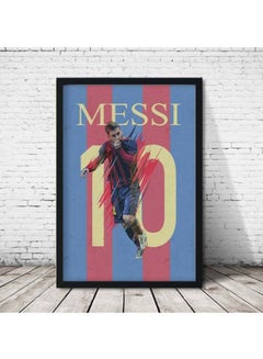 LOWHA Messi Printed Wooden Framed Wall Art Multicolour 33x2x22cm  - Image 2